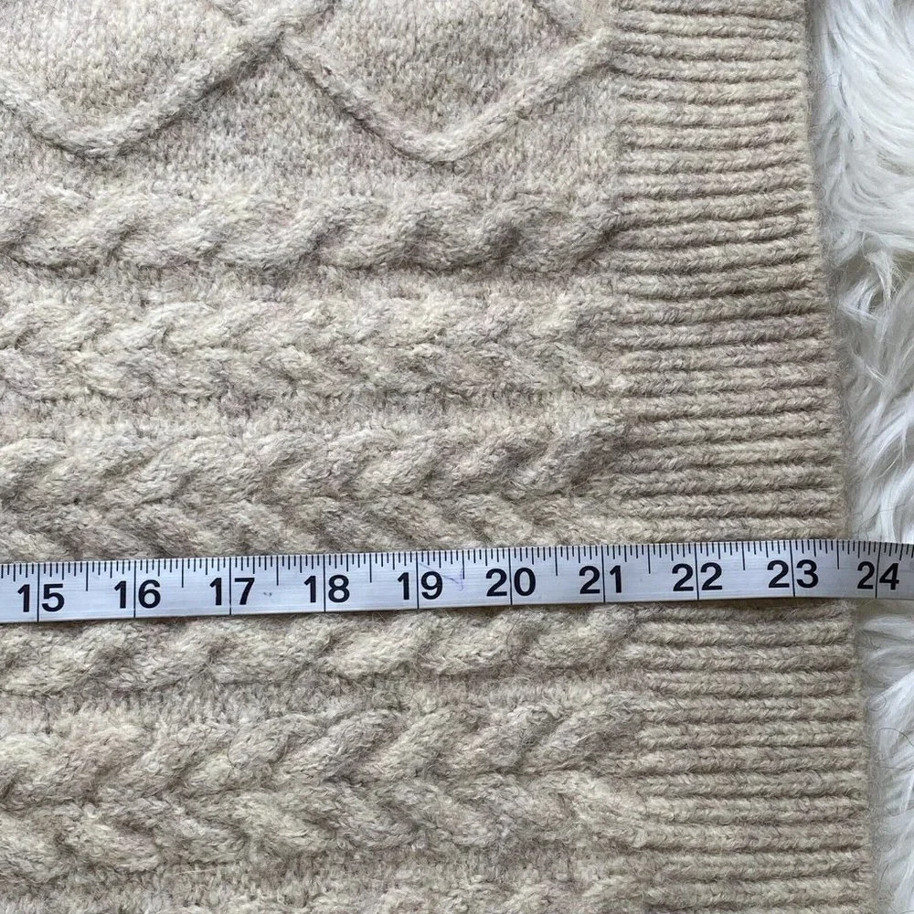 NWT MNG Mango Curve Chunky Cable Knit Sweater Ivory Beige/Collar Detail Plus 4XL - Picture 11 of 11
